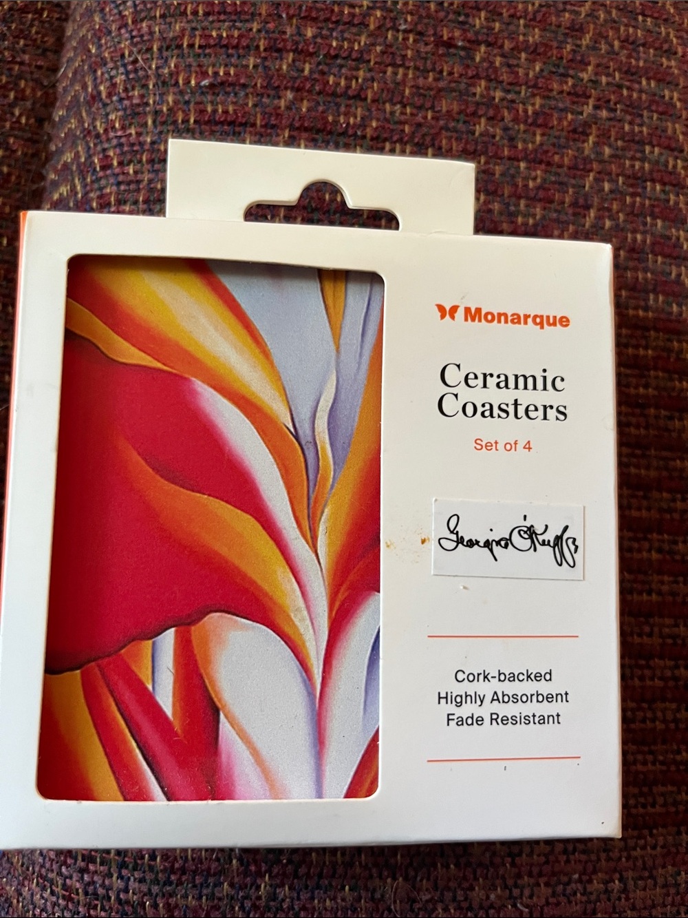 Monarque Ceramic Coasters Set of 4 - Red & Yellow  Georgia okeffe